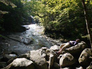 Taking a nap to the soothing sounds of the falls